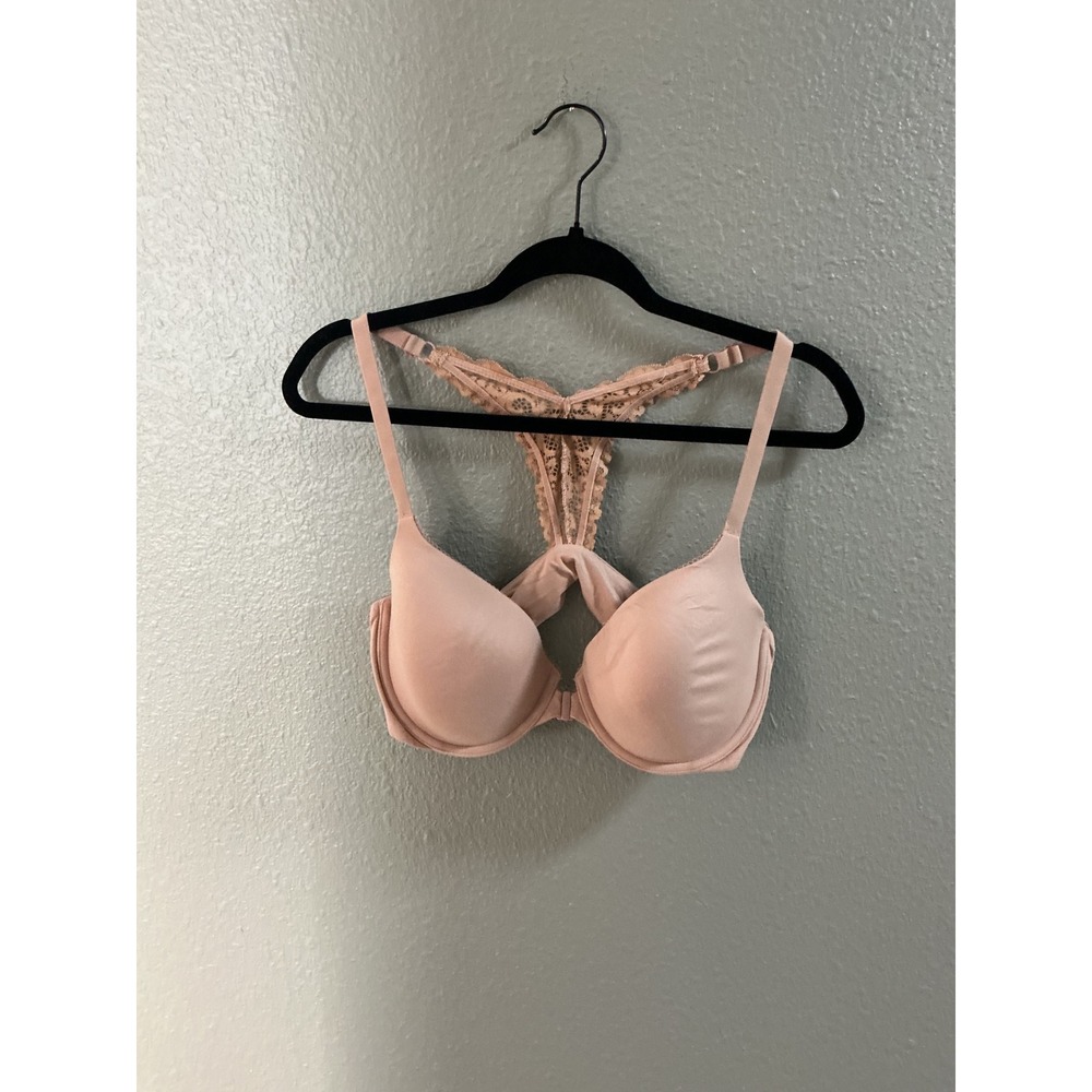 Victorias Secret Body By Victoria Lined Demi Front Close Lace Racerback Bra 38D